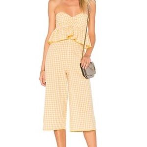 Tularosa Yellow Gingham Strapless Marley Jumpsuit